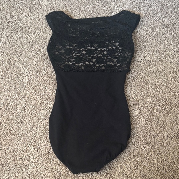 Elegant Black Lace Ballet Leotard - Picture 2 of 3